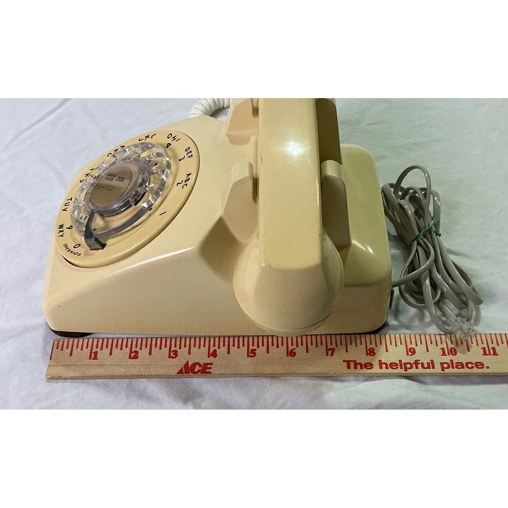Vintage Bell System Western Electric Rotary Desk Telephone Beige Cream USA